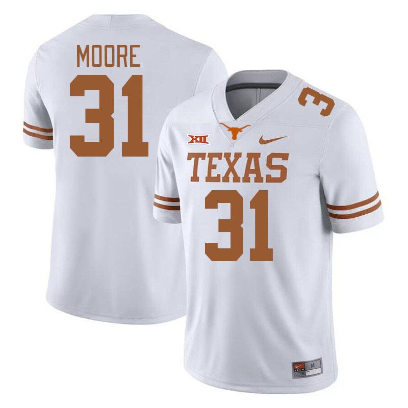 Men #31 Trey Moore Texas Longhorns College Football Jerseys Stitched-White